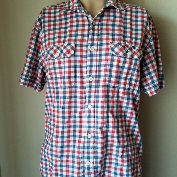 H&M LOGG Red Plaid Short Sleeve Button Up Shirt - Picture 2 of 8
